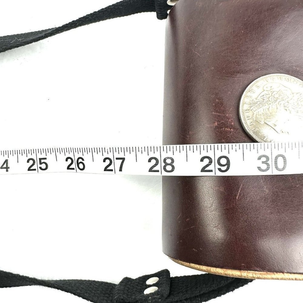 Quiet Leather Works Crossbody Handbag Brown Leather Wood Sides Made in USA Rare - Picture 12 of 13